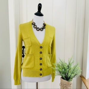 WALLACE MADEWELL Gold Chartreuse  Alpaca Cardigan